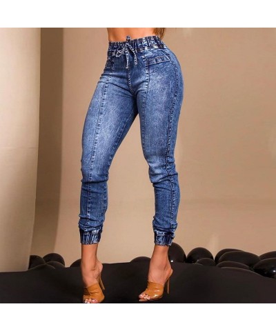 Vaqueros ajustados con lazo en la cintura elástica de moda $42.68 Jeans para mujeres