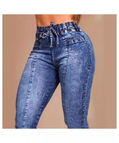 Vaqueros ajustados con lazo en la cintura elástica de moda $42.68 Jeans para mujeres