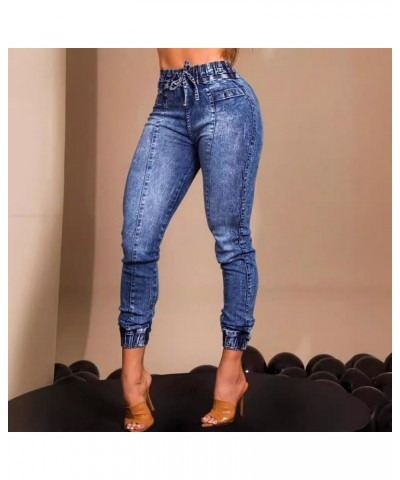 Vaqueros ajustados con lazo en la cintura elástica de moda $42.68 Jeans para mujeres