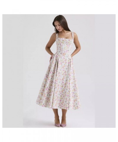 Vestido de falda amplia estilo francés elegante con estampado floral y espalda descubierta $37.67 Vestido