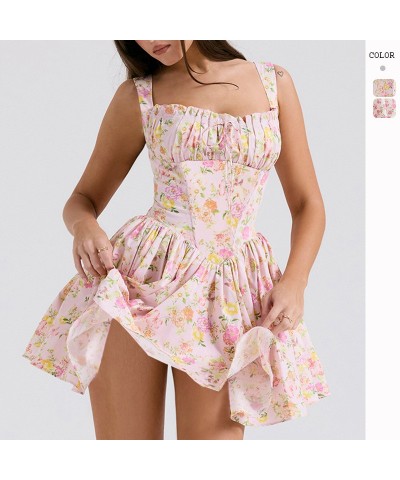 Vestido sexy con tirantes florales, corte ajustado, falda esponjosa estilo ballet $38.22 Vestido