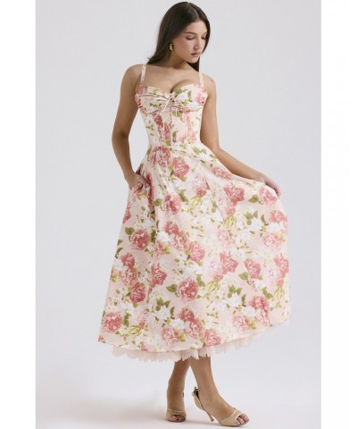 Falda larga con tirantes florales adelgazantes, estilo suave, floral, con temperamento $41.41 Vestido