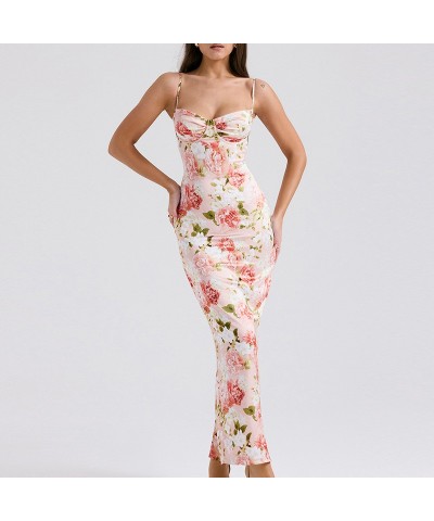 Vestido largo con tirantes, sexy, envuelto en el busto, con estampado floral $32.89 Vestido