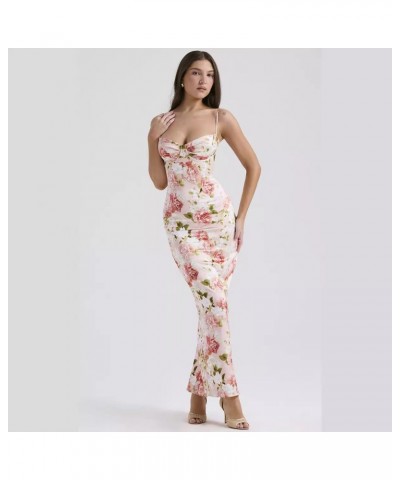 Vestido largo con tirantes, sexy, envuelto en el busto, con estampado floral $32.89 Vestido