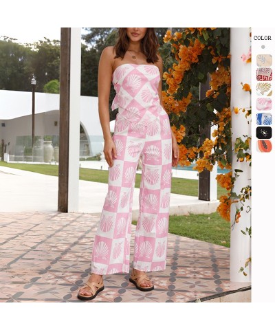 Conjunto de dos piezas de pantalones sueltos sin espalda sexy con estampado digital de alta gama $37.67 Traje casual de moda