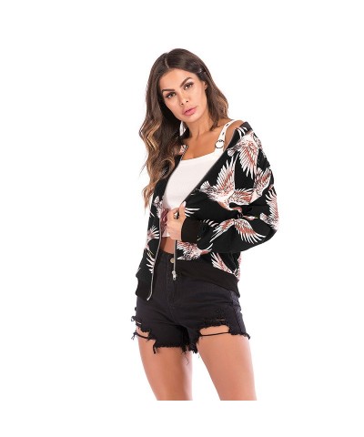 Chaqueta informal para mujer, uniforme de béisbol holgado estampado para mujer $22.23 Chaqueta / camiseta femenina