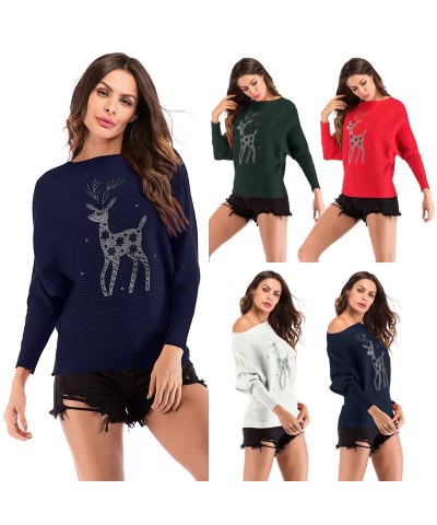 Jersey de punto Jersey de reno navideño $23.37 Suéter femenino