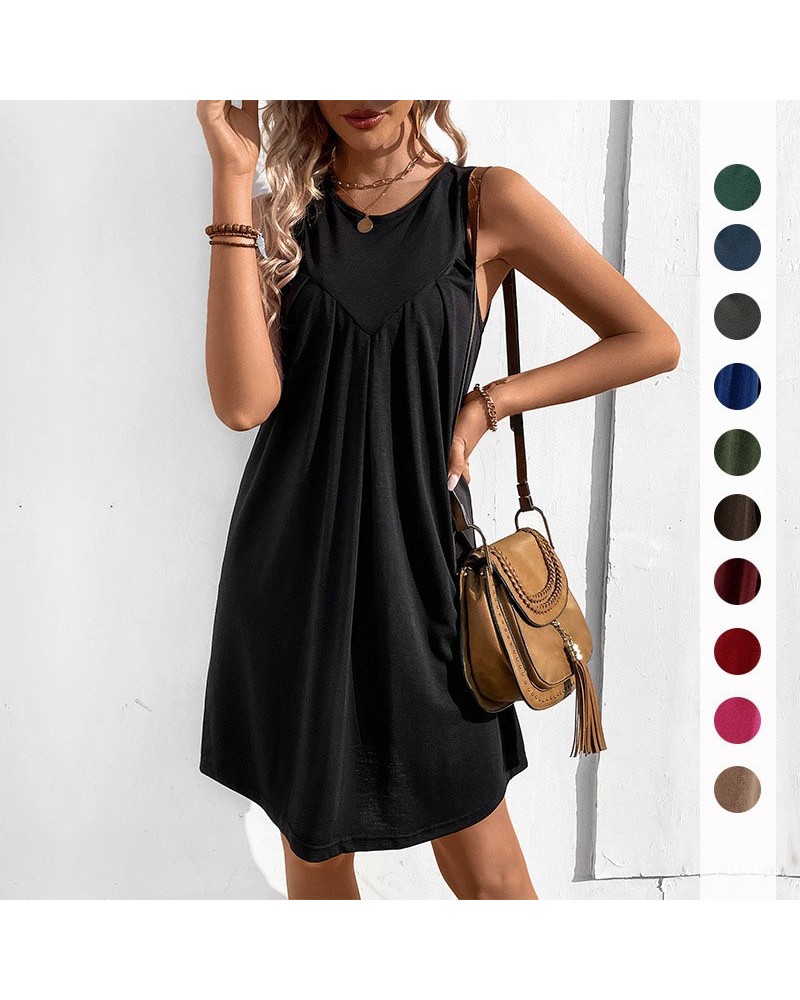 Vestido de moda de verano Camiseta sin mangas de color sólido $27.40 Vestido