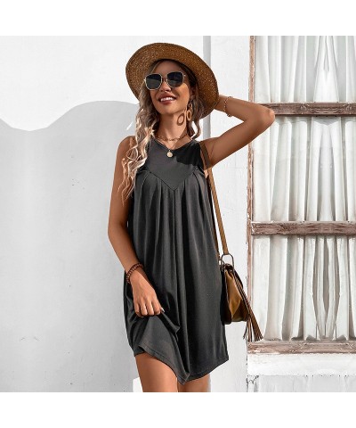 Vestido de moda de verano Camiseta sin mangas de color sólido $27.40 Vestido