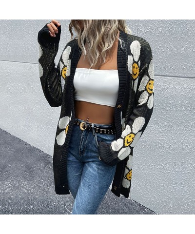 Cárdigan de manga larga floral de moda de longitud media $36.47 Suéter femenino