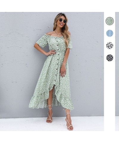 Falda floral de manga corta, vestido irregular de un solo hombro. $37.58 Vestido