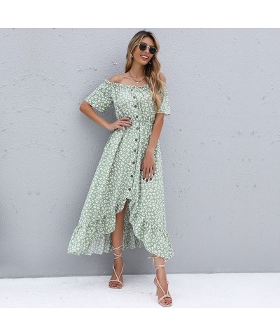 Falda floral de manga corta, vestido irregular de un solo hombro. $37.58 Vestido