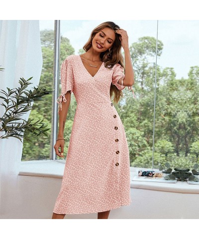 Vestido ajustado con falda floral y manga abullonada con escote en V $33.93 Vestido