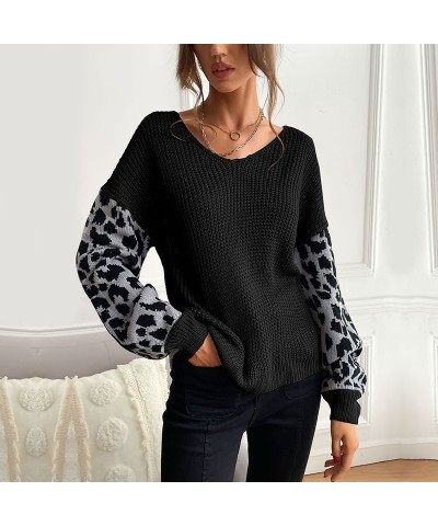 Jersey fino de punto con cuello redondo y estampado de leopardo $32.18 Suéter femenino