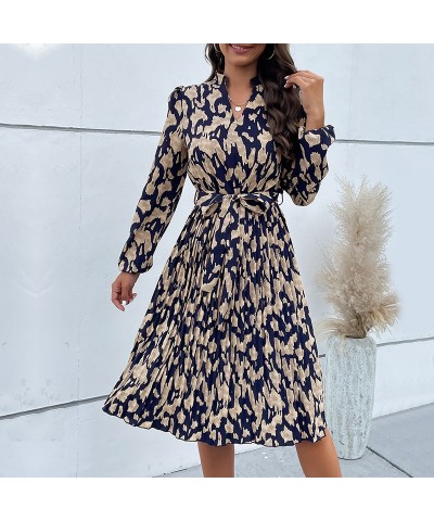 Elegante vestido de manga larga estampado plisado $48.23 Vestido