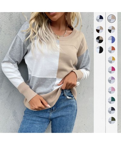 Jersey de punto de manga larga con cuello redondo y retazos de principios de otoño $31.86 Suéter femenino