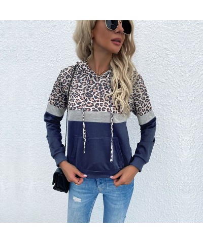 Sudadera con estampado de leopardo, capucha, cordón y bolsillos $30.42 Suéteres y suéteres para mujeres