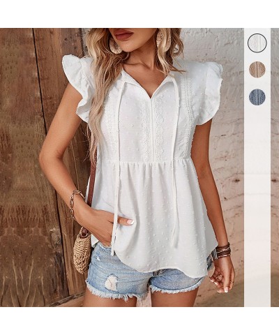 Elegante camisa blanca con volantes $23.87 Camisa de mujer