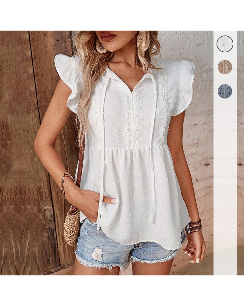 Elegante camisa blanca con volantes $23.87 Camisa de mujer