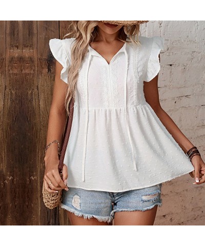 Elegante camisa blanca con volantes $23.87 Camisa de mujer