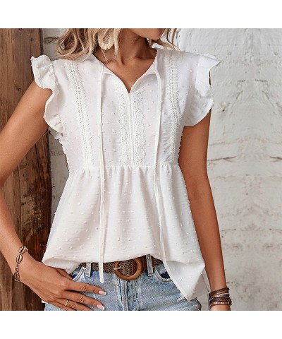 Elegante camisa blanca con volantes $23.87 Camisa de mujer