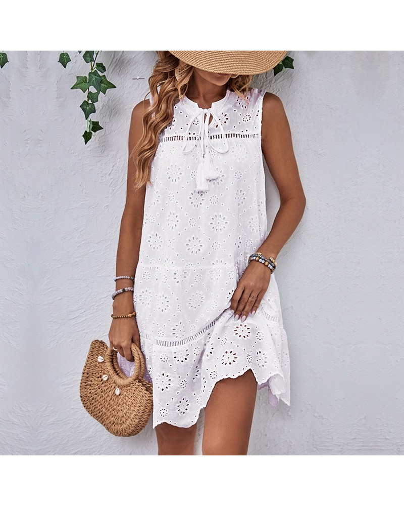 Elegante vestido blanco de vacaciones $55.61 Vestido