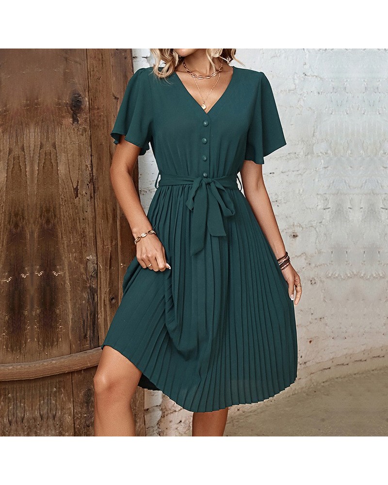 Vestido retro francés plisado temperamento $39.49 Vestido