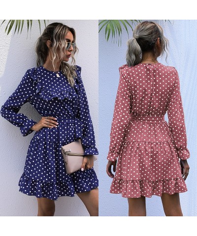 Vestido retro de manga larga con falda ajustada y volantes $29.07 Vestido