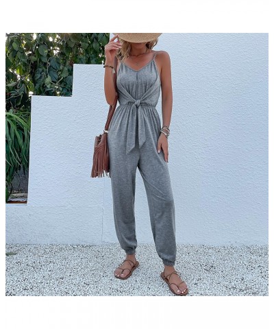 Mono gris con tirantes, mono de moda de color liso $29.64 Pantalones casuales