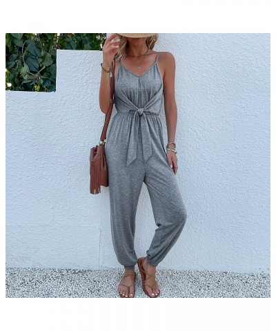 Mono gris con tirantes, mono de moda de color liso $29.64 Pantalones casuales