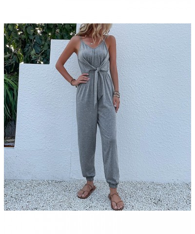 Mono gris con tirantes, mono de moda de color liso $29.64 Pantalones casuales