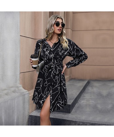 camisa estampada vestido de manga larga principios de otoño $38.86 Vestido