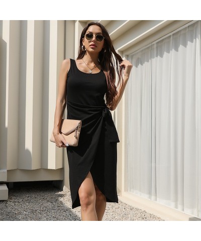 Vestido sexy negro irregular sin mangas $28.16 Vestido