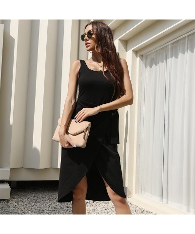 Vestido sexy negro irregular sin mangas $28.16 Vestido