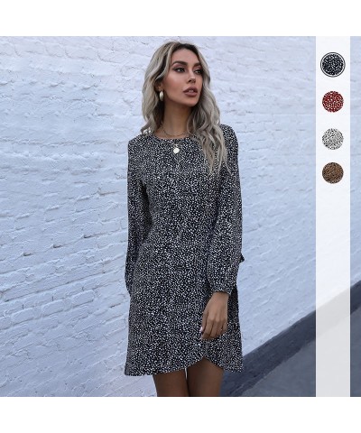 Vestido vintage de manga larga con estampado de leopardo irregular y tiras $31.43 Vestido