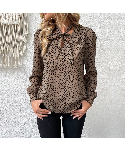 Elegante camisa de manga larga con estampado de leopardo $31.85 Camisa de mujer