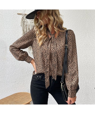 Elegante camisa de manga larga con estampado de leopardo $31.85 Camisa de mujer