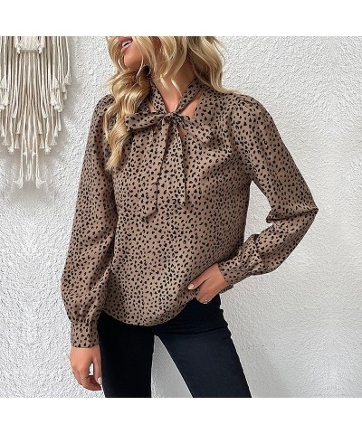 Elegante camisa de manga larga con estampado de leopardo $31.85 Camisa de mujer