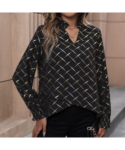 Elegante camisa de manga larga estampada en caliente. $26.94 Camisa de mujer