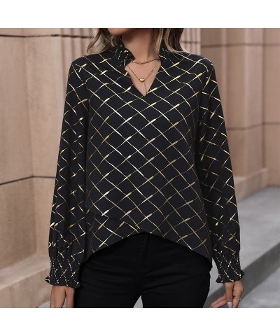 Elegante camisa de manga larga estampada en caliente. $26.94 Camisa de mujer