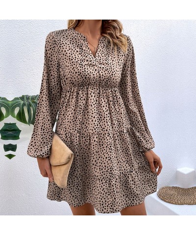 vestido plisado de manga larga con estampado de leopardo $36.58 Vestido