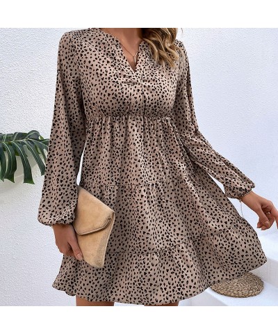 vestido plisado de manga larga con estampado de leopardo $36.58 Vestido