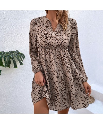 vestido plisado de manga larga con estampado de leopardo $36.58 Vestido