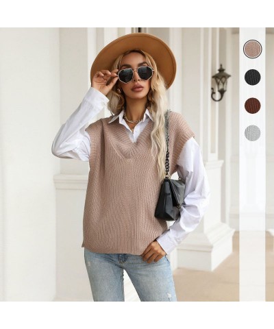 Suéter de punto con cuello en V de color liso de moda $34.48 Suéter femenino