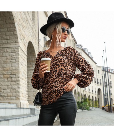 Camisa de manga larga con estampado de leopardo y jersey retro $24.54 Camisa de mujer