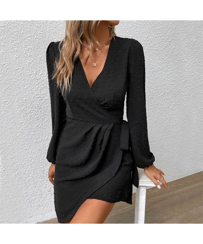 Vestido elegante negro de manga larga de invierno. $40.95 Vestido