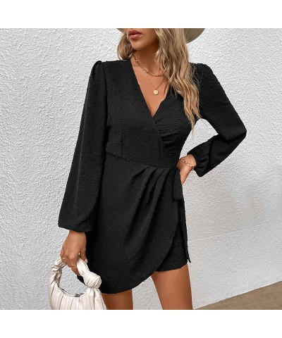 Vestido elegante negro de manga larga de invierno. $40.95 Vestido