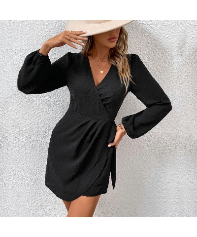 Vestido elegante negro de manga larga de invierno. $40.95 Vestido