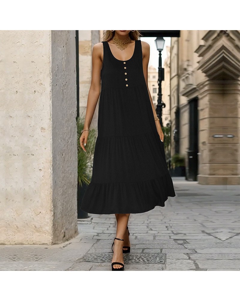 Vestido midi negro con tirantes $38.61 Vestido