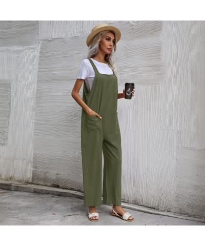 Monos con tirantes sin mangas de color liso de algodón y lino de moda $39.31 Pantalones casuales